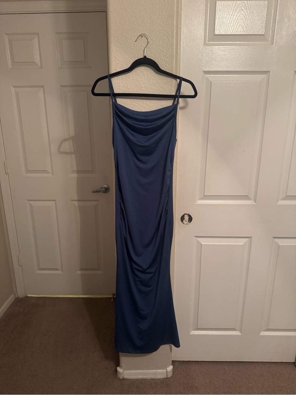 SHEIN Slate Blue Cowl Neck Maxi Slip Dress